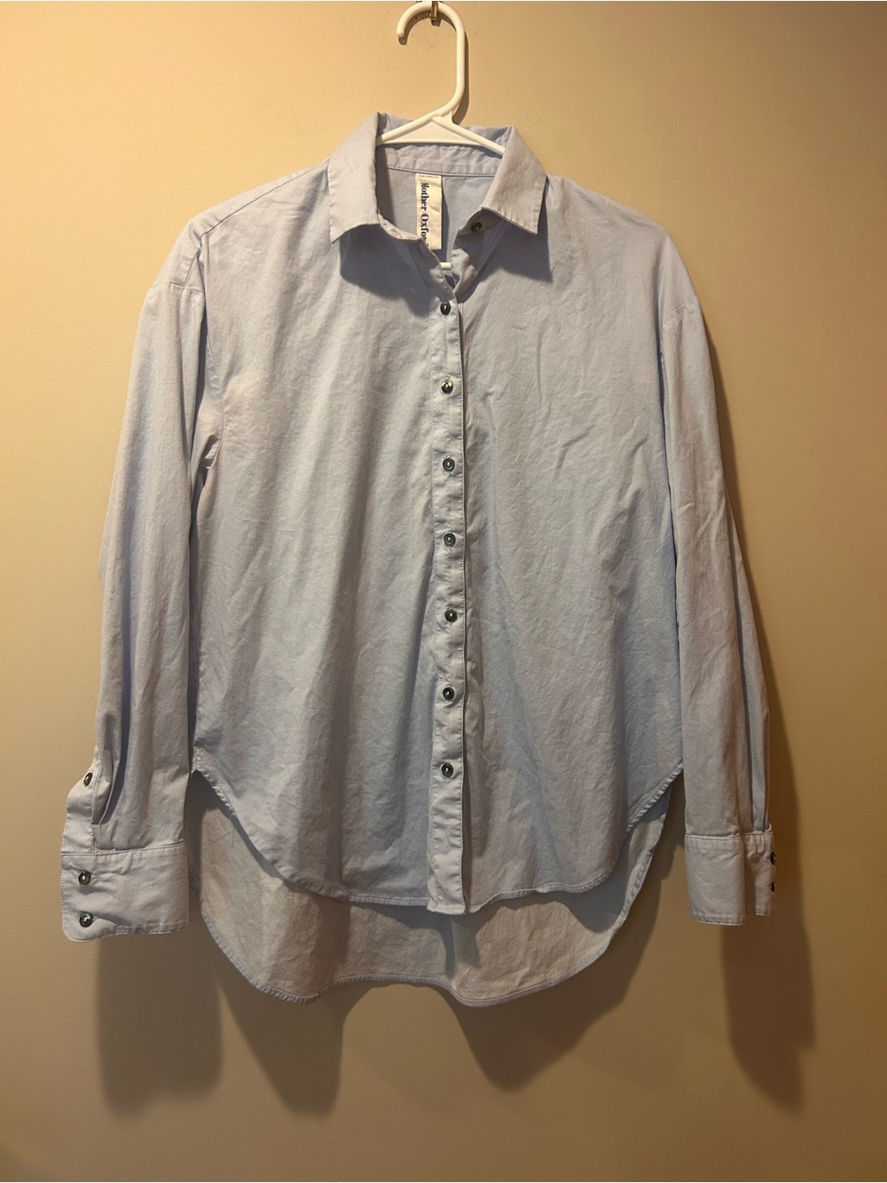 Mother Oxford Blue Women’s Button Down Size 1 Small Preppy Coastal Cotton Blend
